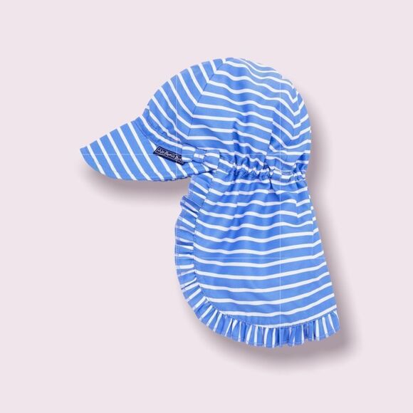 Jojo Maman Bebe Pretty Flap Hat blue with white stripes - Picture 1 of 9